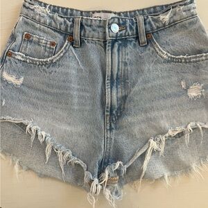 Distressed Denim Shorts- Zara